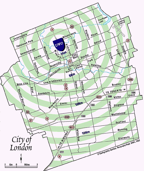 Distance to Western Campus Map