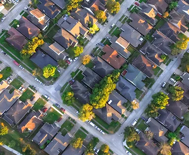 aerial view of homes