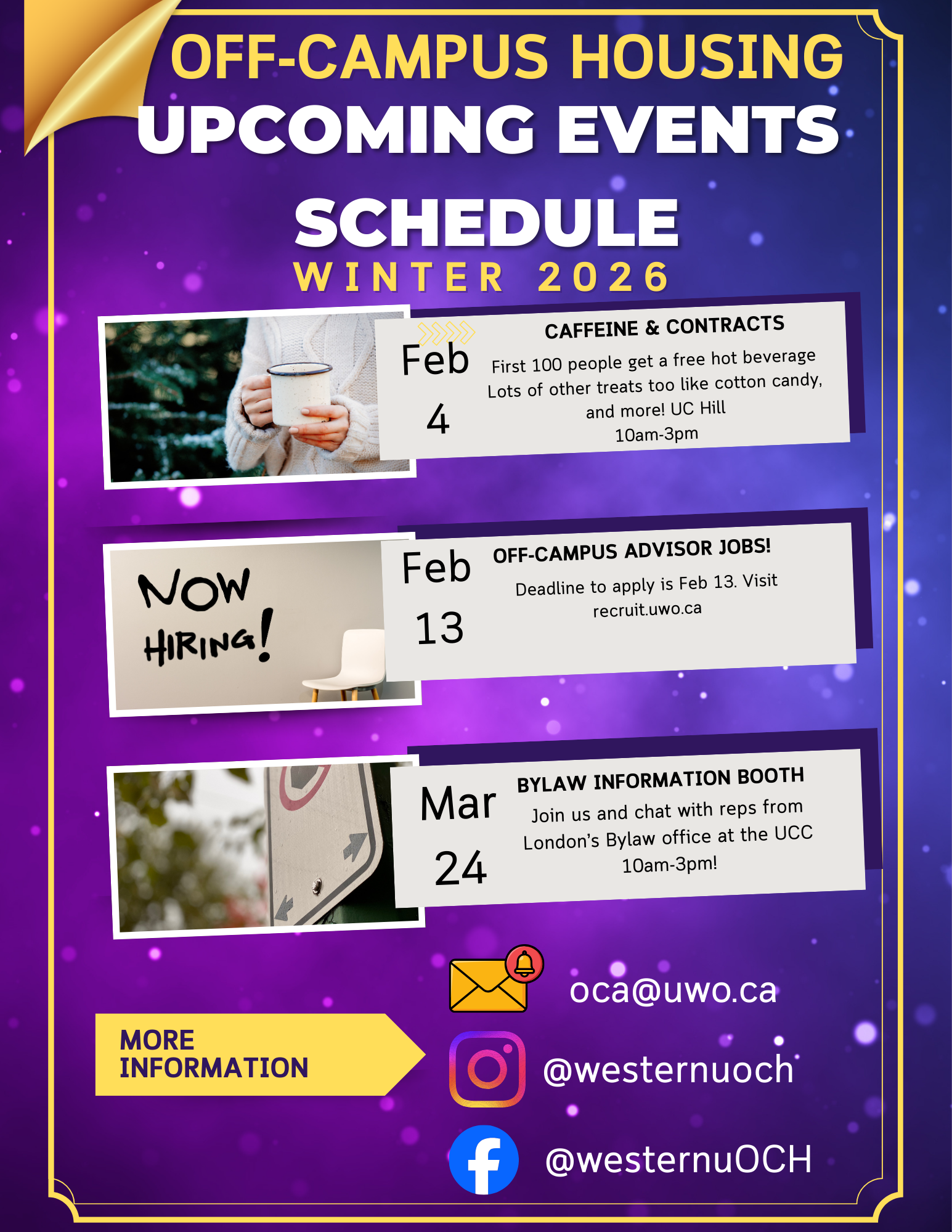 Off-Campus Housing Upcoming Events Schedule - Fall 2025