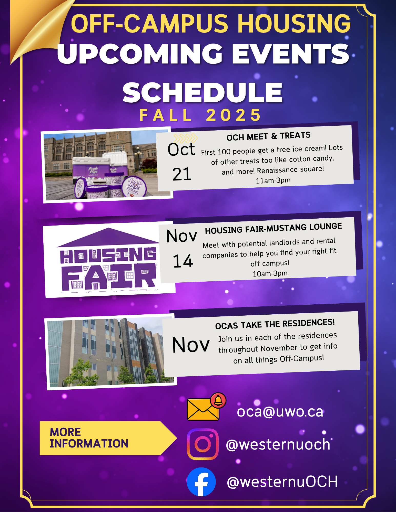 Off-Campus Housing Upcoming Events Schedule - Fall 2025